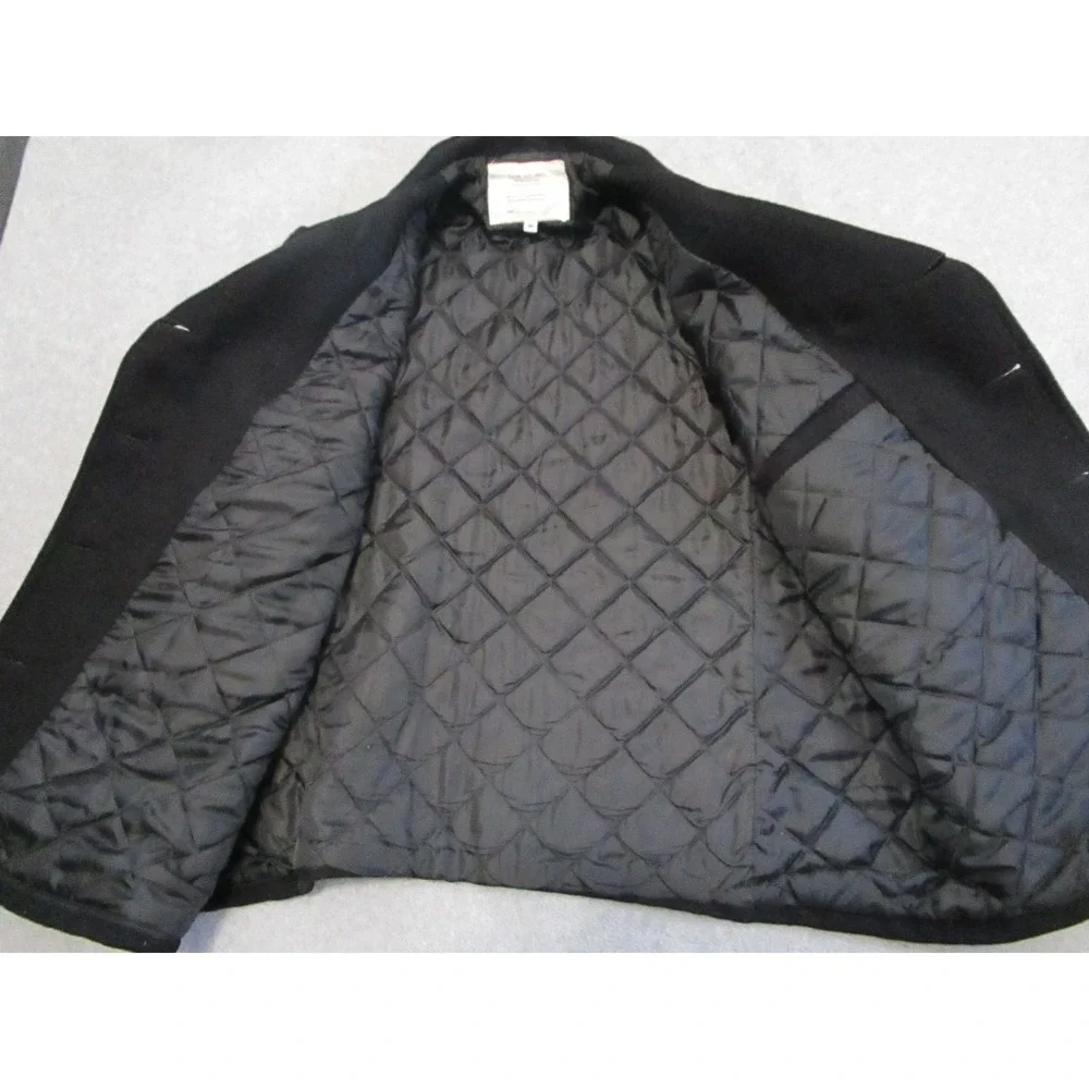 U.S. Navy Pea Coat‎ Wool Man's Size 46 Black Military Anchor Button Quilted 90s